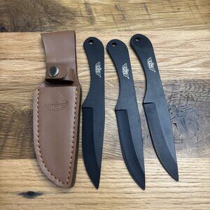 UZI 3-pack Throwing Knives w/ Leather Pouch